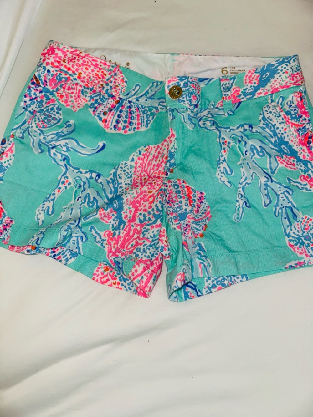 Lilly Pulitzer Turquoise Pink Blue Octopus-Print High Waist Shorts